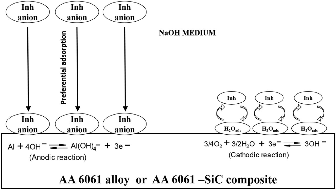 Figure 31: 
						Mechanism of corrosion inhibition in sodium hydroxide medium.
					