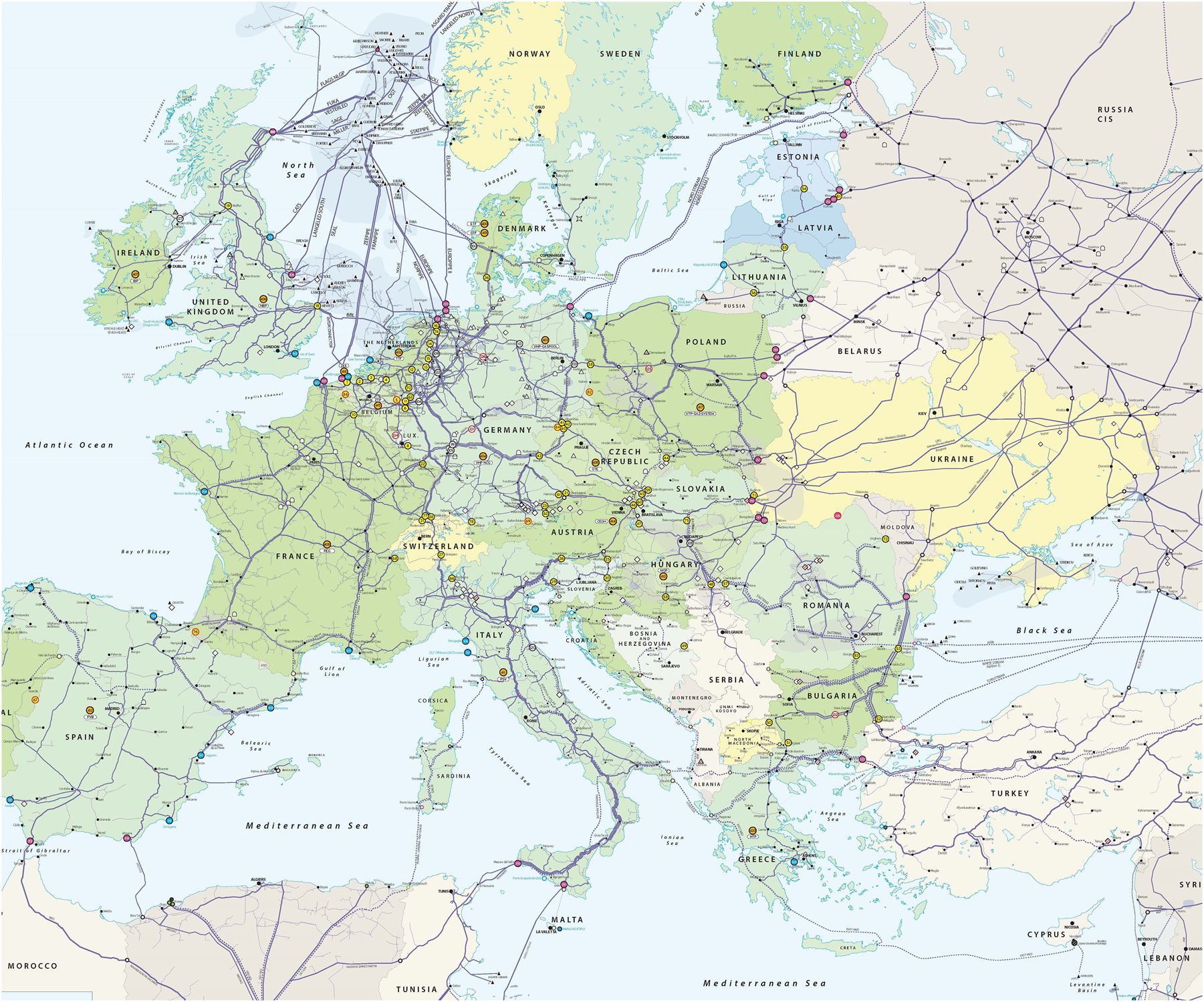 Figure 2: 
European network of transmission system operators for gas (Enstog) [51].
