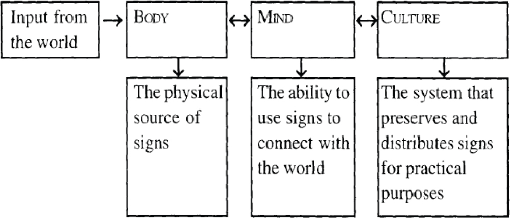 Figure 1
The interconnection among the body, mind, and culture (Danesi 2004: 18)