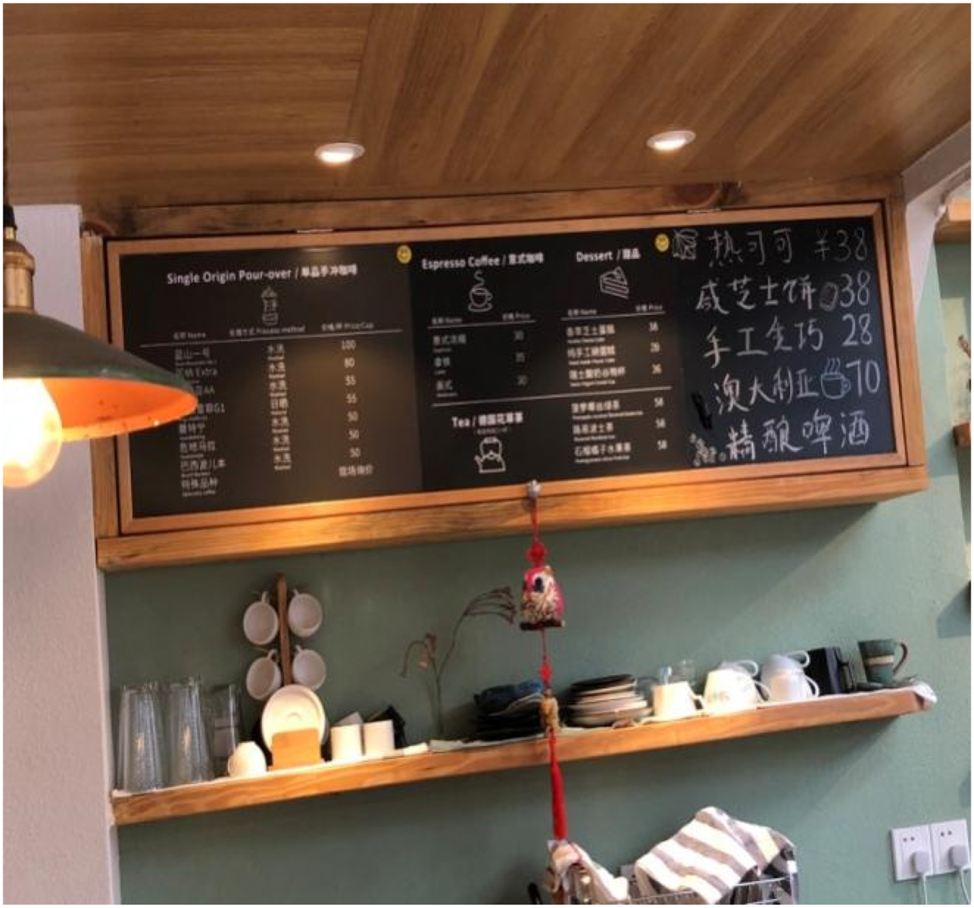 Figure 21: 
The menu of Time Falls Café (April 2019).

