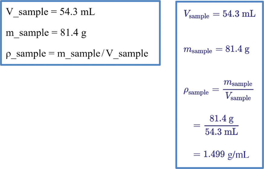 Figure 2: User input (left) and output generated by PQcalc (right) for a one-step density calculation.
