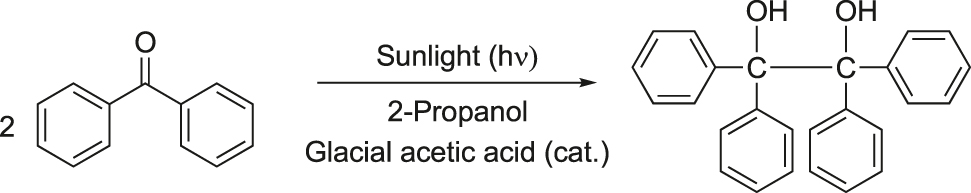 Figure 2: 
Photoreduction of benzophenone to benzopinacol.
