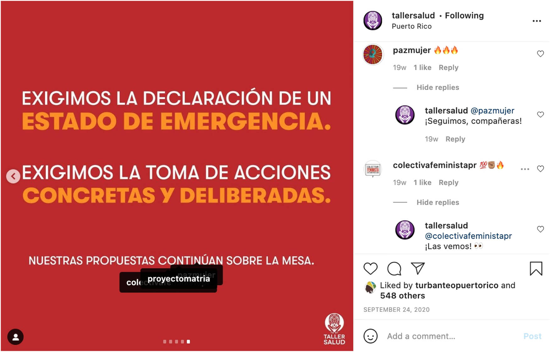 Figure 5
Screenshot from Taller Salud Instagram Page.