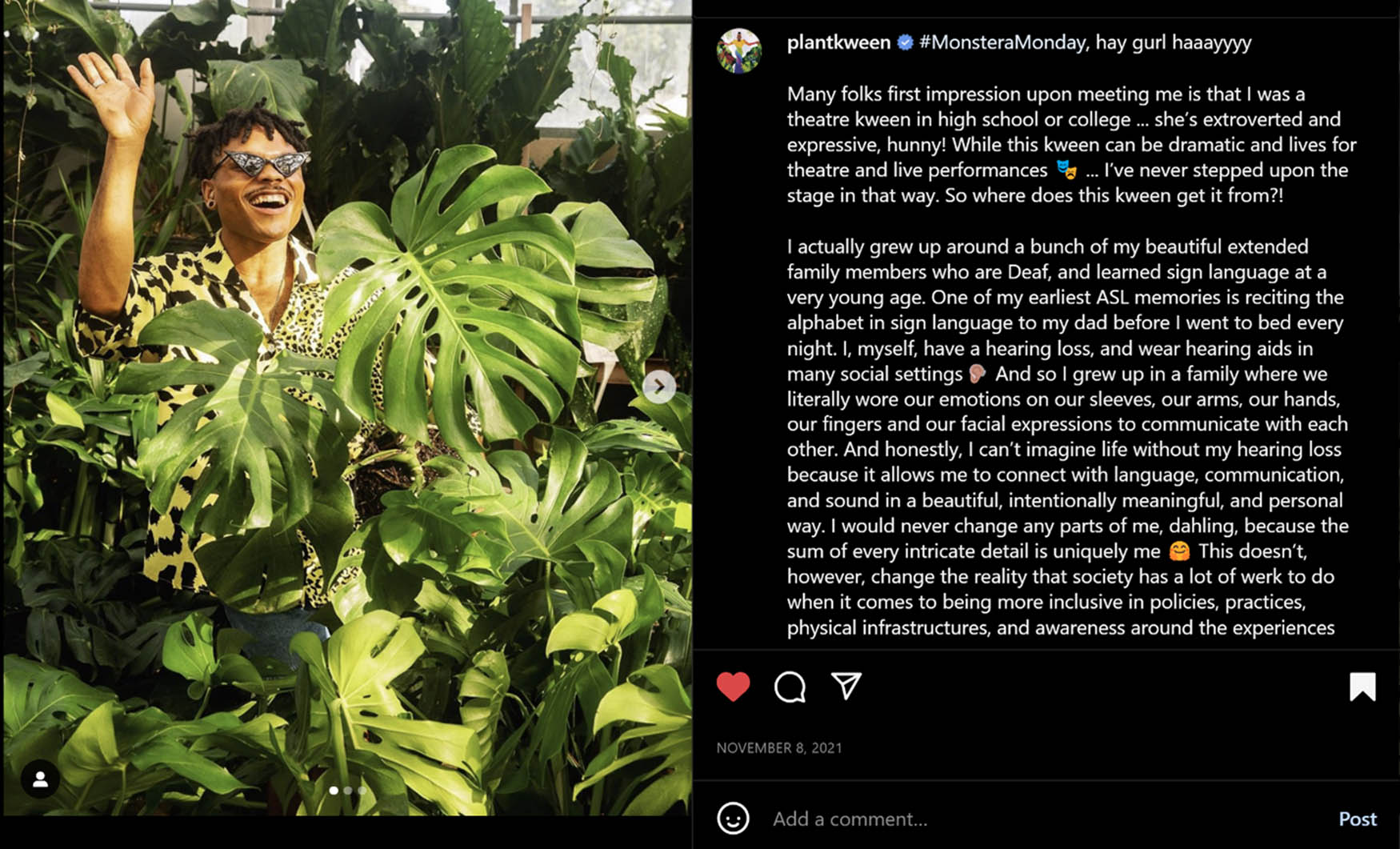 Figure 9
Post from @plantkween discussing their outwardly expressive personality.