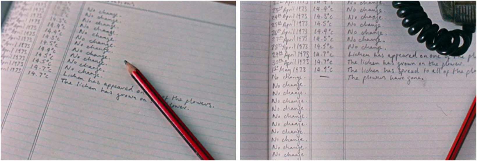 Figure 1
(a) and (b). Entries about the time and changes.
