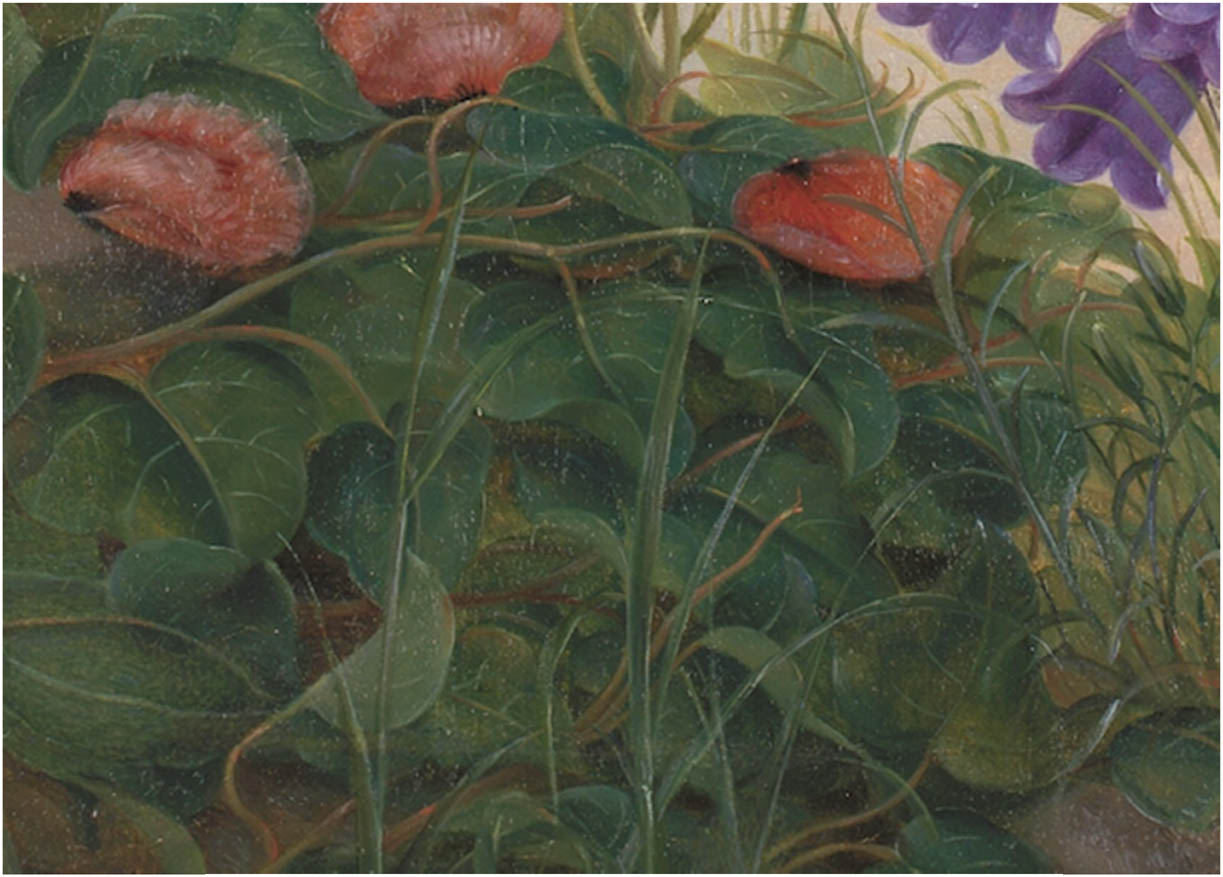 Figure 6
Christine Løvmand, Flower Piece, 1841. Detail of ivy with reddish tips.