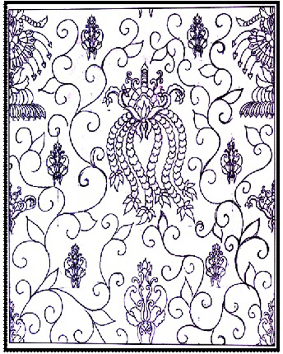 Figure 5 
                  Batik patterns of Kembar Mayang and ronce (author’s illustration).
               