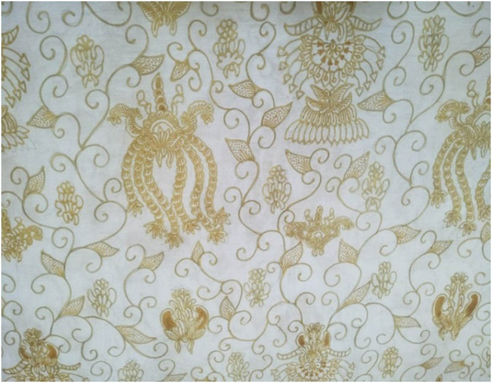 Figure 9 
                  The fabric has been waxed according to the pattern (author’s documentation).
               