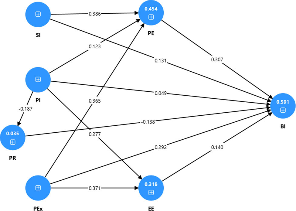Figure 2
Path coefficients of the research model (direct effects).