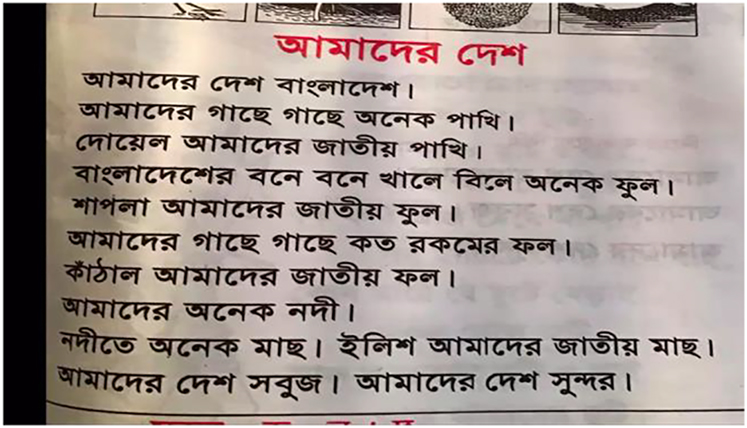 Figure 5: 
Mili’s lesson on “আমাদের দেশ” [Our country].
