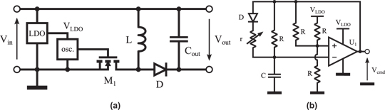 Figure 7:
Schematic of the buck-boost converter (a) and of the astable oscillator (b).