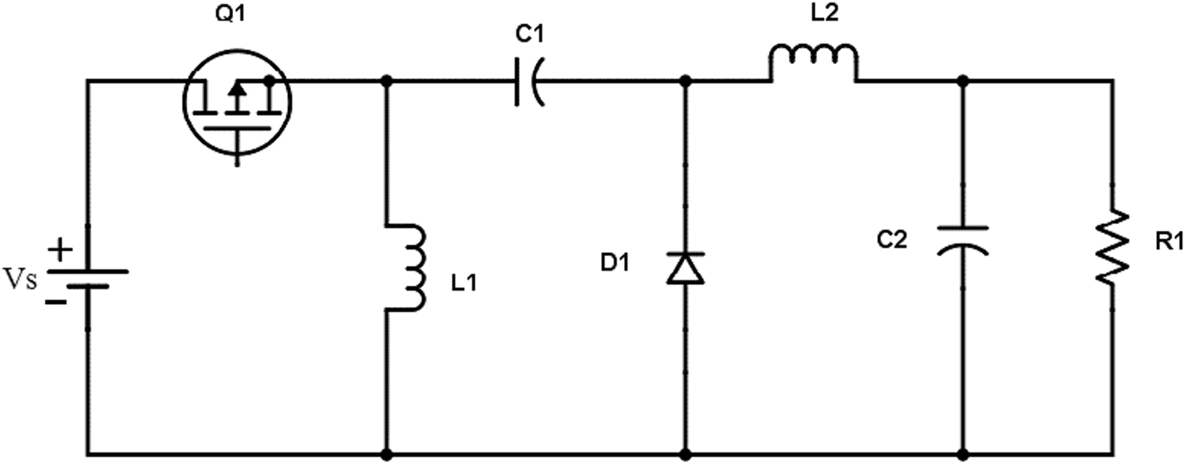 Figure 4: 
					The Zeta converter topology (Baharudin et al. 2017).
				