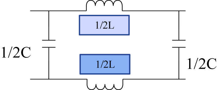 Figure 6:
Equivalent circuit diagram of the third-order differential mode filter.
