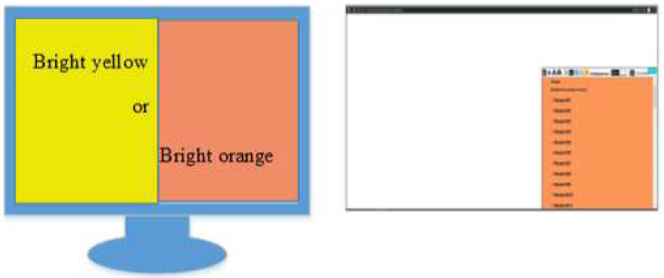 Figure 5 The preferable color-scheme and arrangement of important information on the screen in hypermetropia