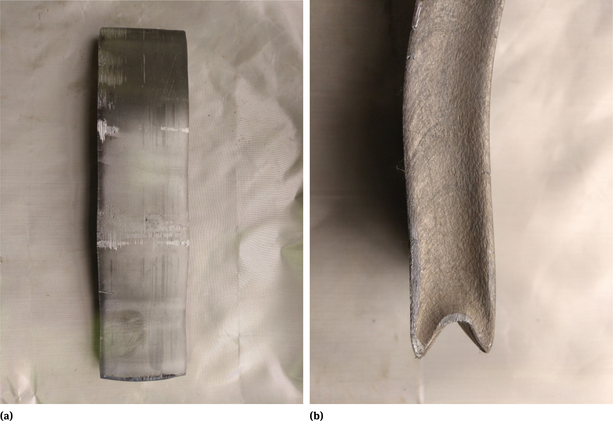 Figure 4 View of the first billet after rolling: a - from above; b - on the side