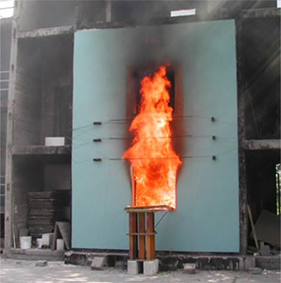 Figure 2 Example of fire test acc. to MSZ 14800-6:2009 procedure.