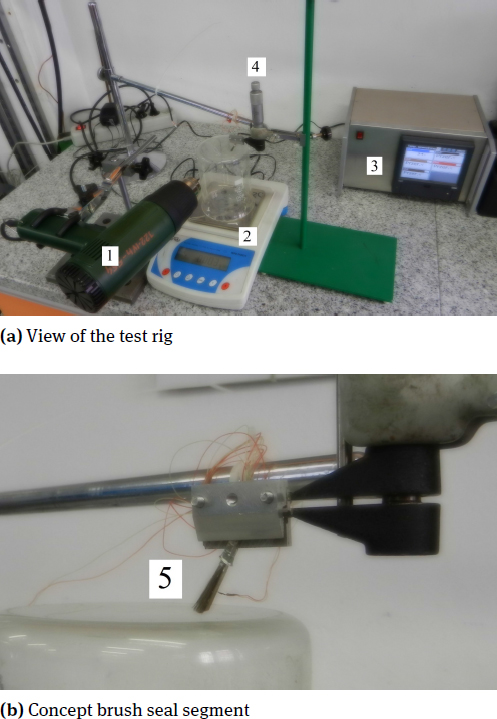 Figure 4 Test rig for determination of force of a concept brush seal with bimetal as a function of interferance and temperature