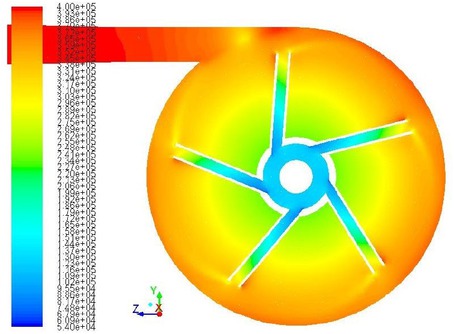 Figure 15 Static pressure distribution [Pa] in Impeller 2