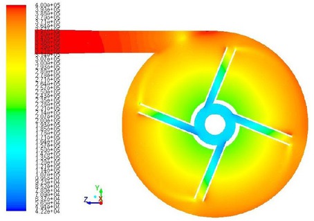 Figure 16 Static pressure distribution [Pa] in Impeller 3