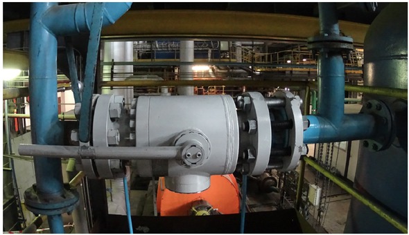 Figure 6 Fragment of the installation with the prototype valve with a measuring orifice