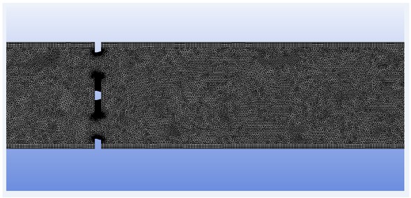 Figure 8 Increased density of nonstructural mesh with a boundary layer for a multi-nozzle orifice