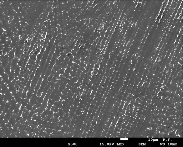 Figure 9 Microstructure of deposited Inconel 625 with magnification x500