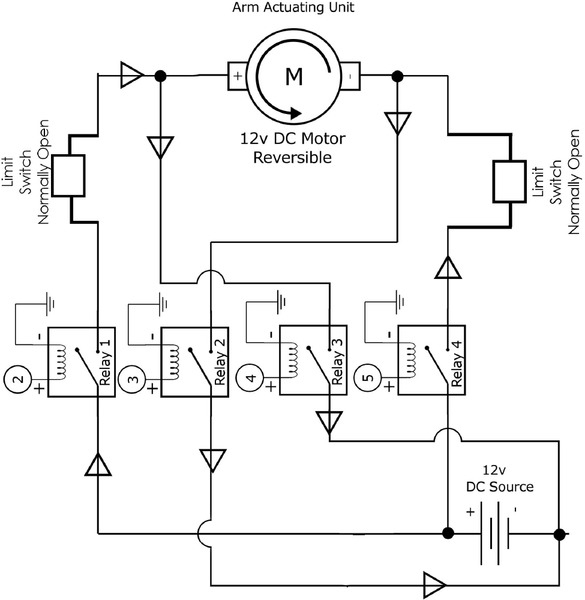 Figure 3 Circuit diagram for the motor-worm gear assembly for the arm lifting motion