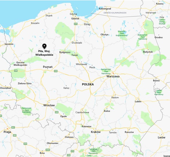 Figure 1 Location of the city of Pila on the map of Poland [20]