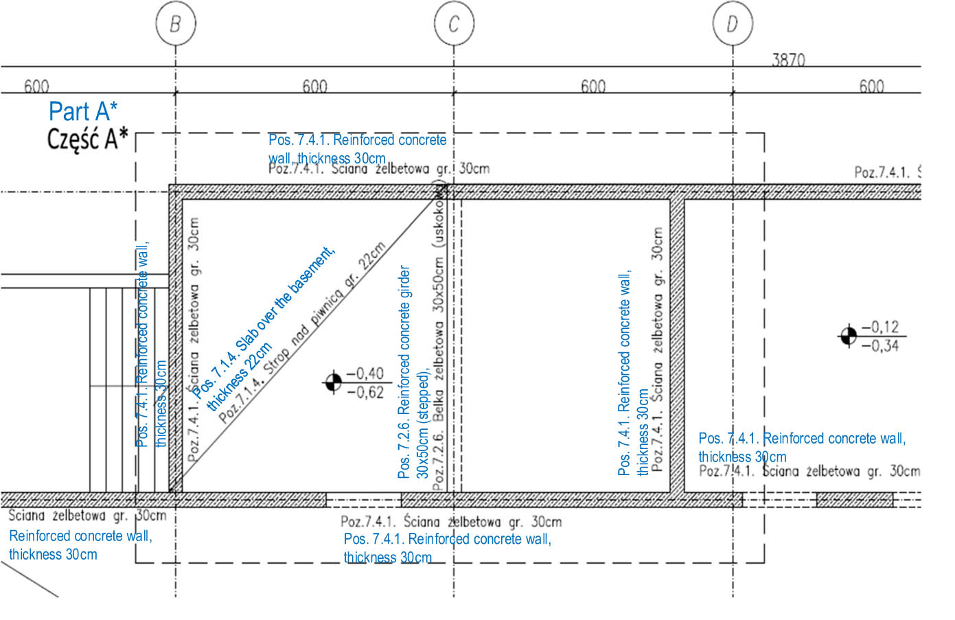 Figure 1 
                  The room marked “Part A*” designed from high-density concrete class C30/37, (documentation AGH university).
               