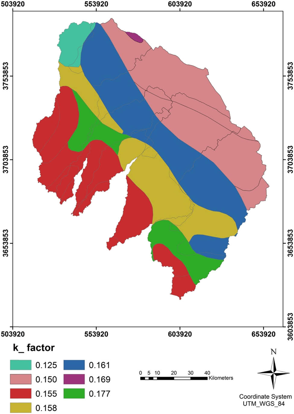 Figure 11
Erodibility K-factor distribution of study area.