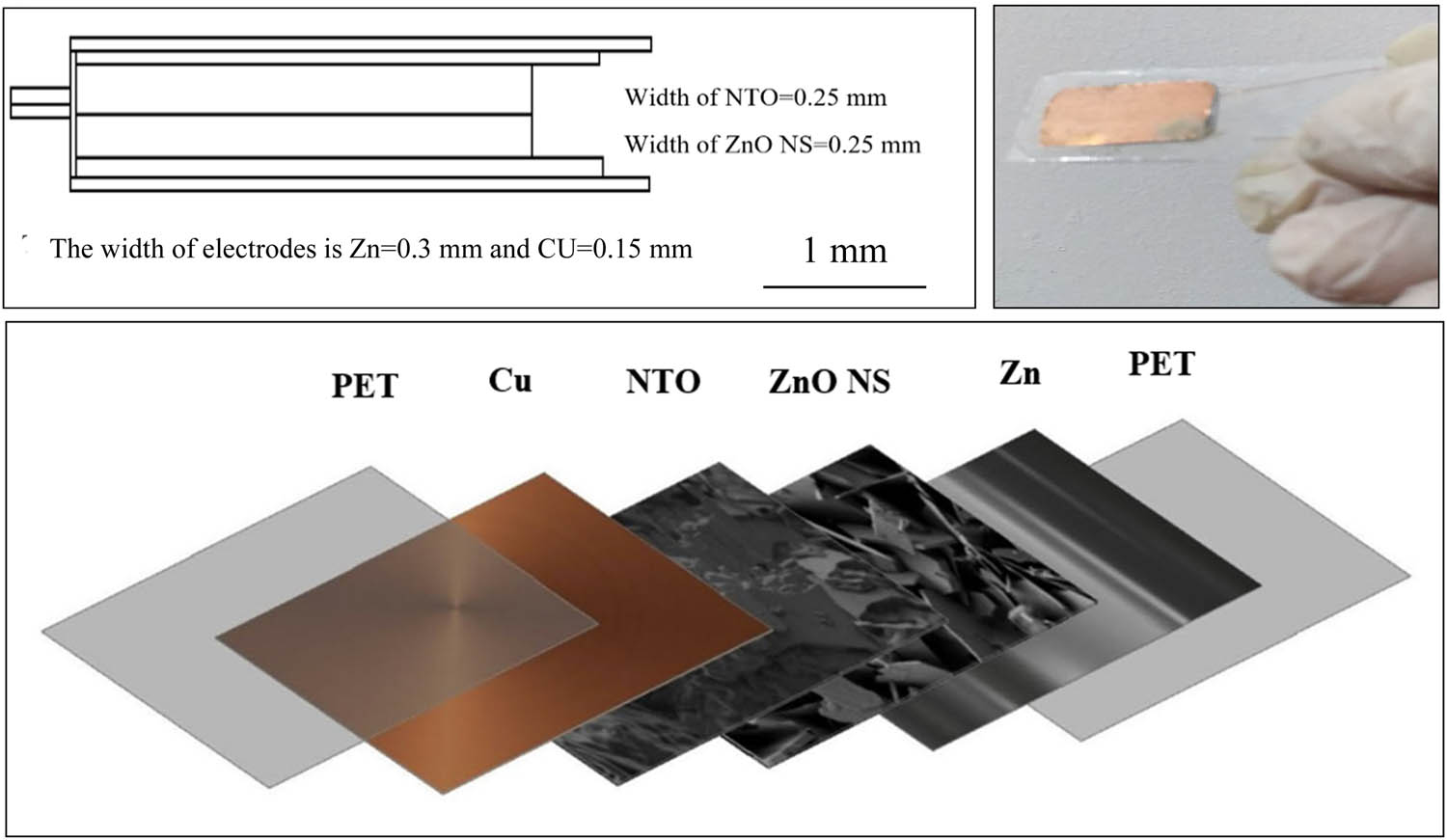 Figure 1 
                  Construction of ZnO NSs–NTO harvester.
               