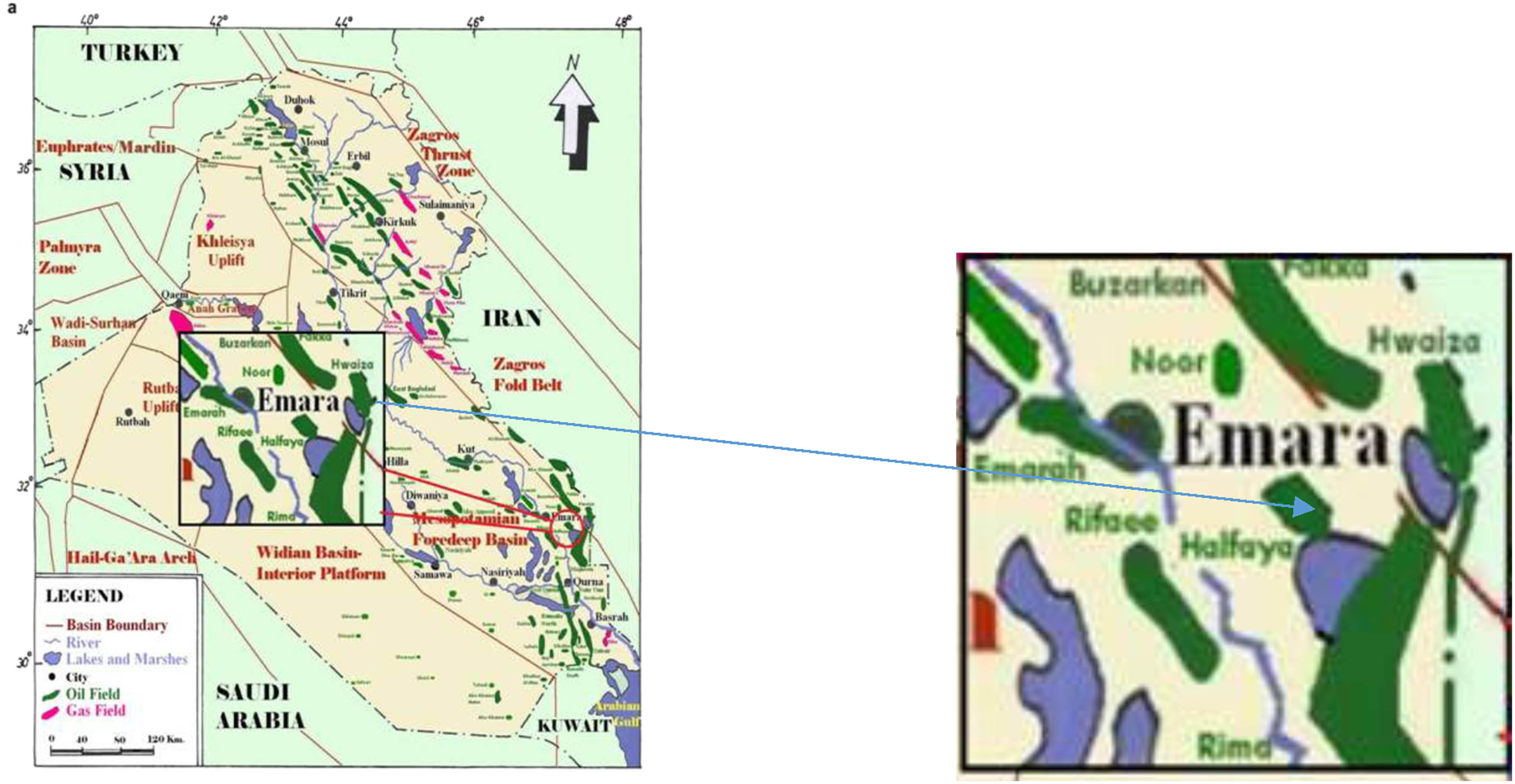 Figure 2 
                  Geographical location of Halfaya oil field.
               