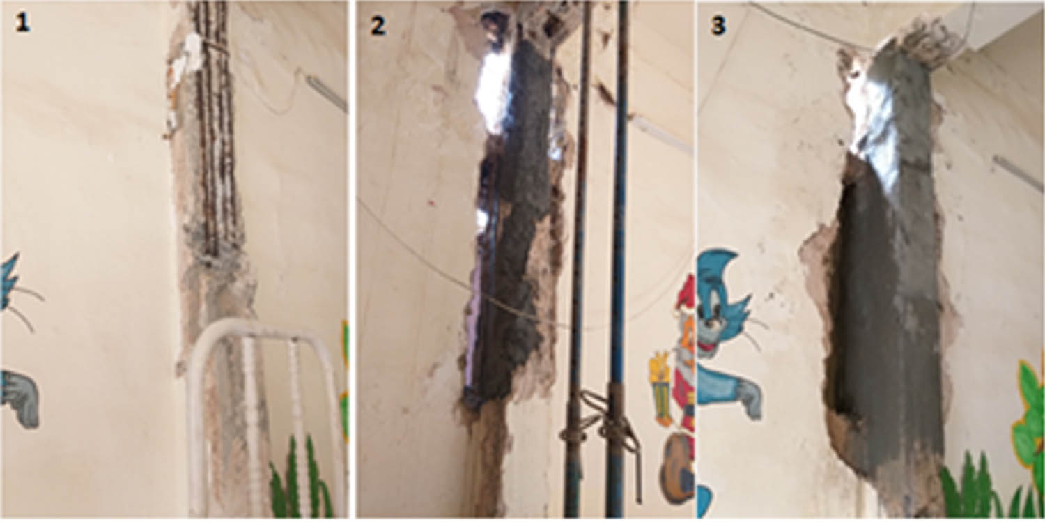 Figure 3 
               Cleaning and coating concrete surface.
            