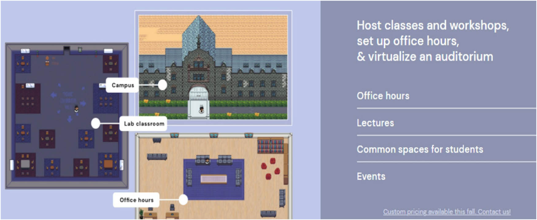 Figure 3 
                  Classroom in Gathertown [14,31].
               