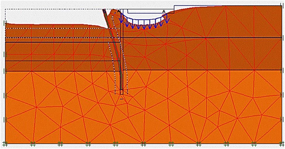Figure 4 
               Free wall deformation without reinforcement by tensioners.
            