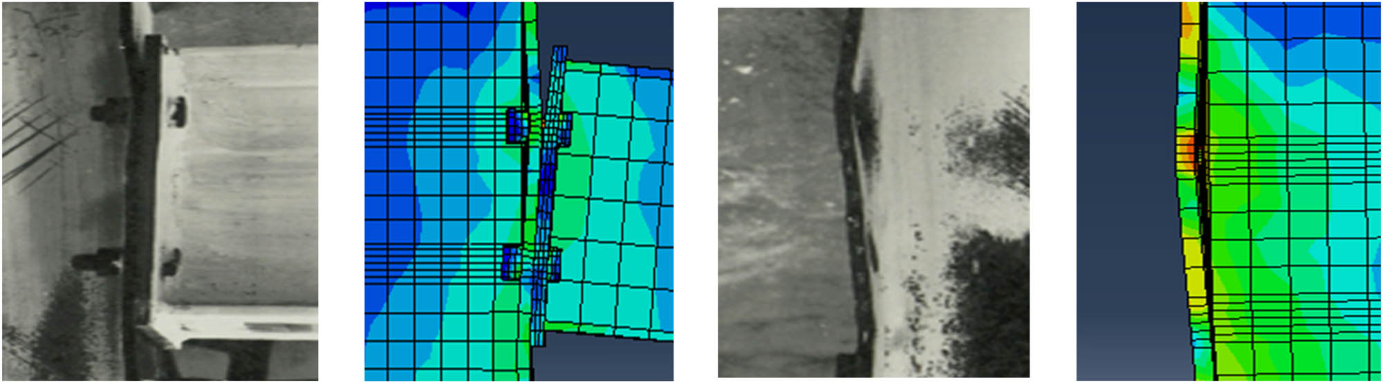 Figure 5 
                  Deformation of connection for test specimen and FEM.
               