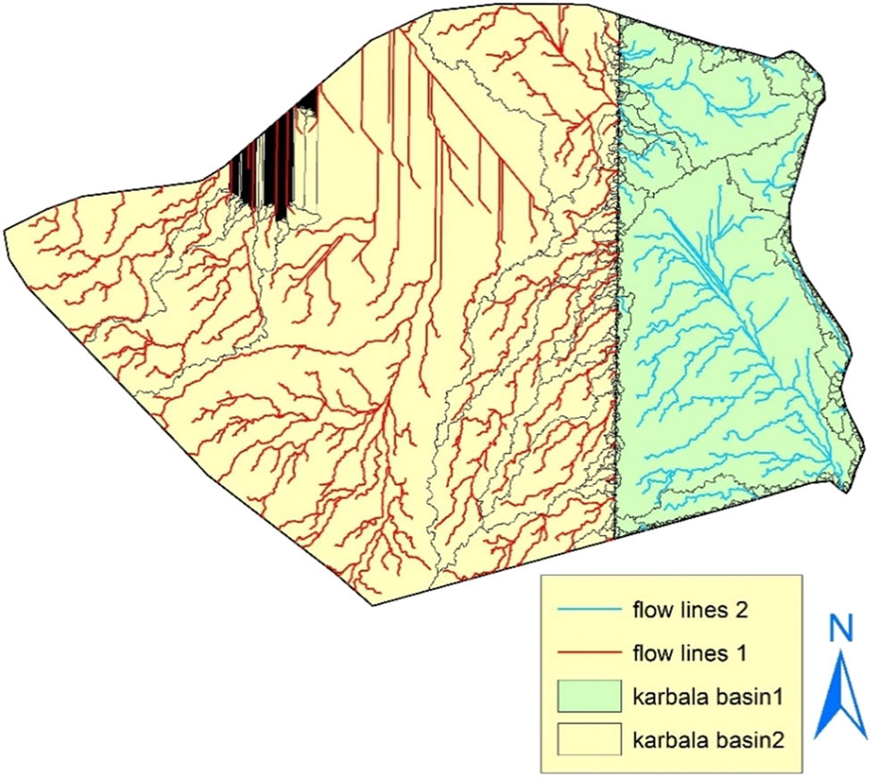Figure 4 
                  Catchment areas of Karbala city.