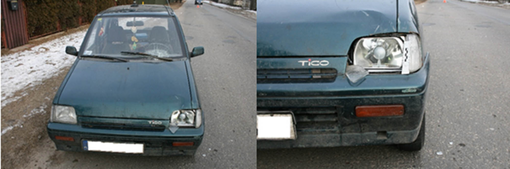 Figure 2 
                  Damage to the Daewoo Tico car [47].
               