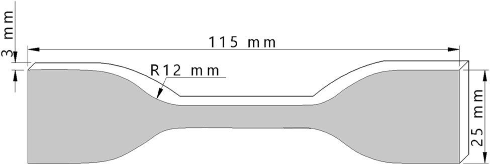 Figure 4 
               Dimensions of the CWEC specimen model used for FEA.
            