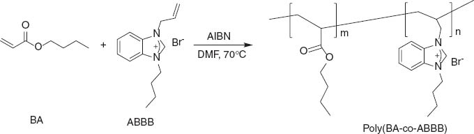 Scheme 2 Free-radical copolymerization of ABBB and butyl acrylate (BA).