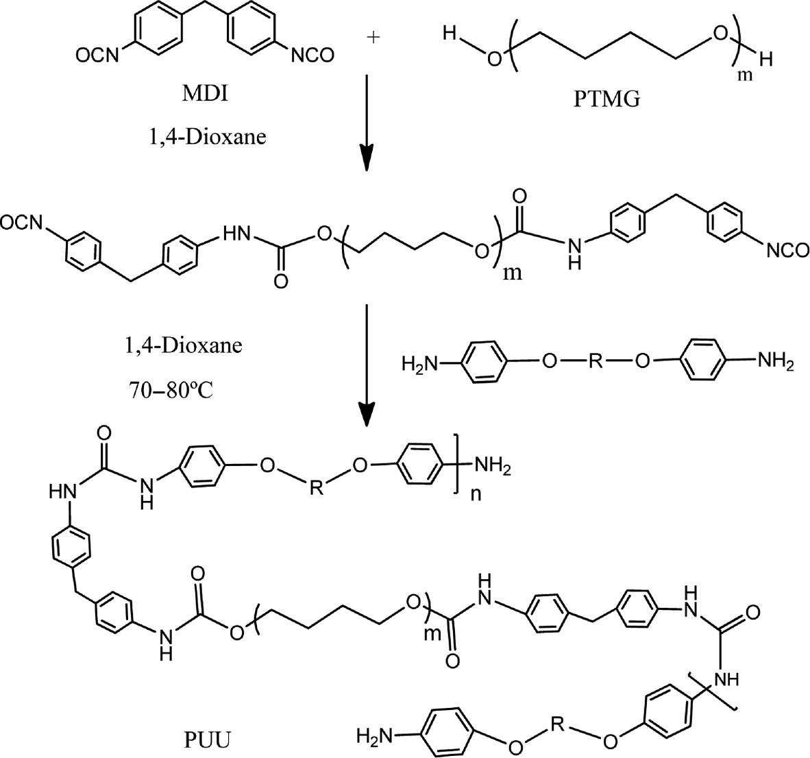 Scheme 2: Synthesis of polyurethane-urea elastomer.