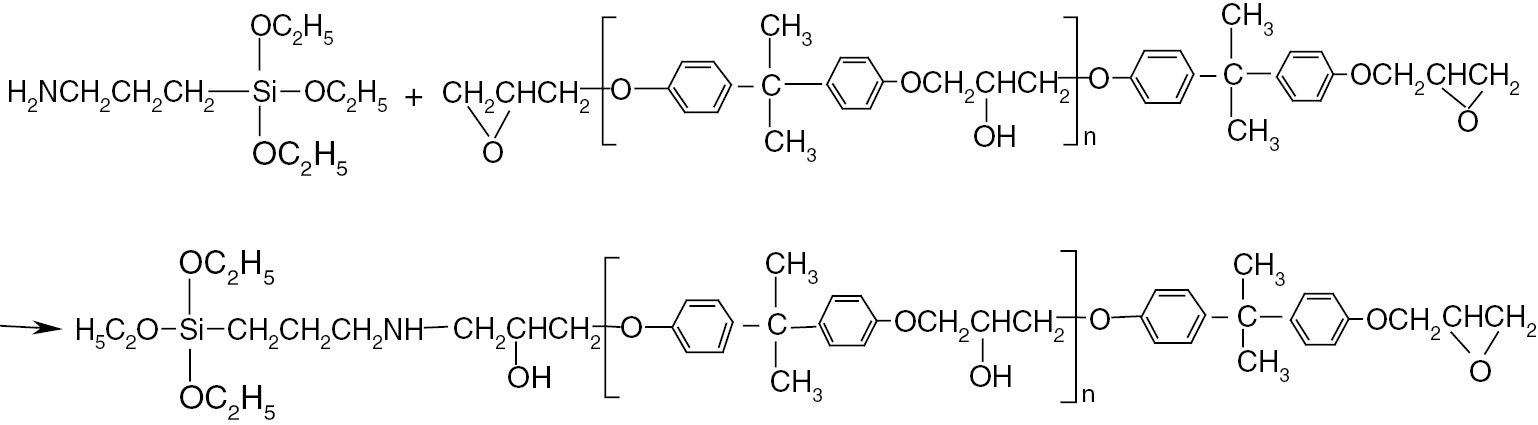 Scheme 3: The addition reaction occurred between KH550 and E-20.