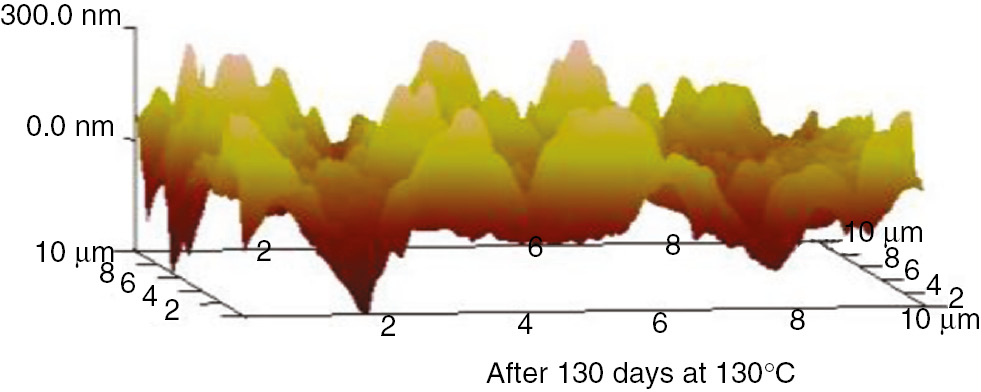 Figure 28: AFM three-dimensional images of the PC at 130°C.