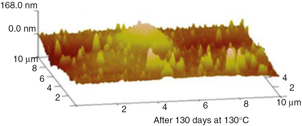Figure 30: AFM three-dimensional images of the PET at 130°C.