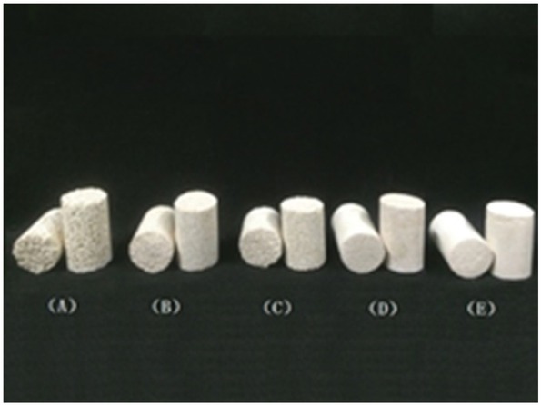 Figure 10 (A) 20 mesh ~ 40 mesh, (B) 40 mesh ~ 60 mesh, (C) 60 mesh ~ 80 mesh, (D) 80 mesh ~ 100 mesh: (E) 100+ mesh.