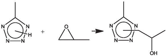 Scheme 2 The reaction between tetrazole and oxirane cycles.