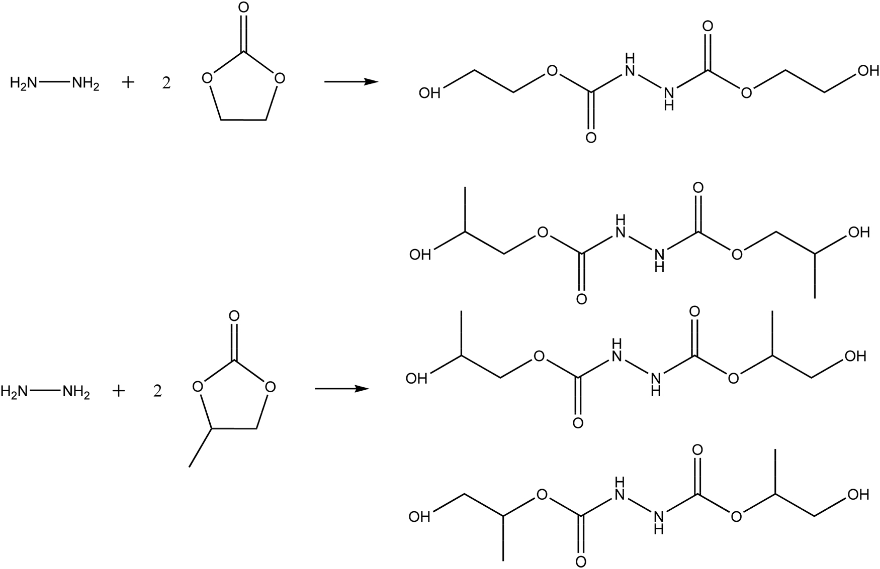 Scheme 1 Chemical structure of reactants and products.