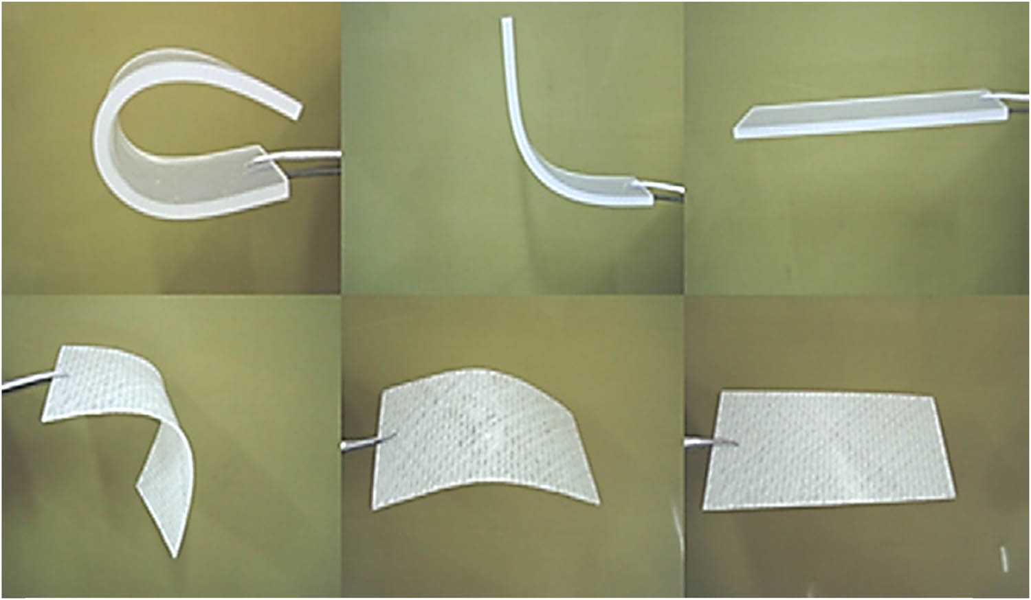 Figure 4 
               Shape recovery of neat polymer (top row) and reinforced shape memory composite (bottom row) (41). Reproduced with permission from Elsevier.
            