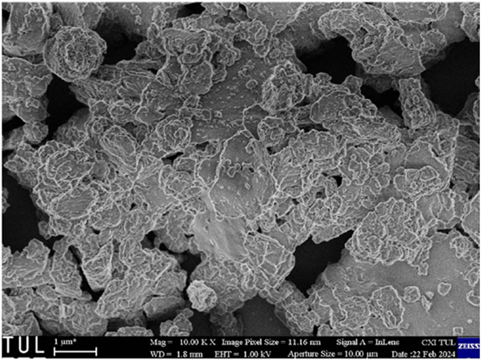 Figure 4 
               Gas NH3 selective disintegration of PET fibers to particles of sub-millimeter dimensions.
            
