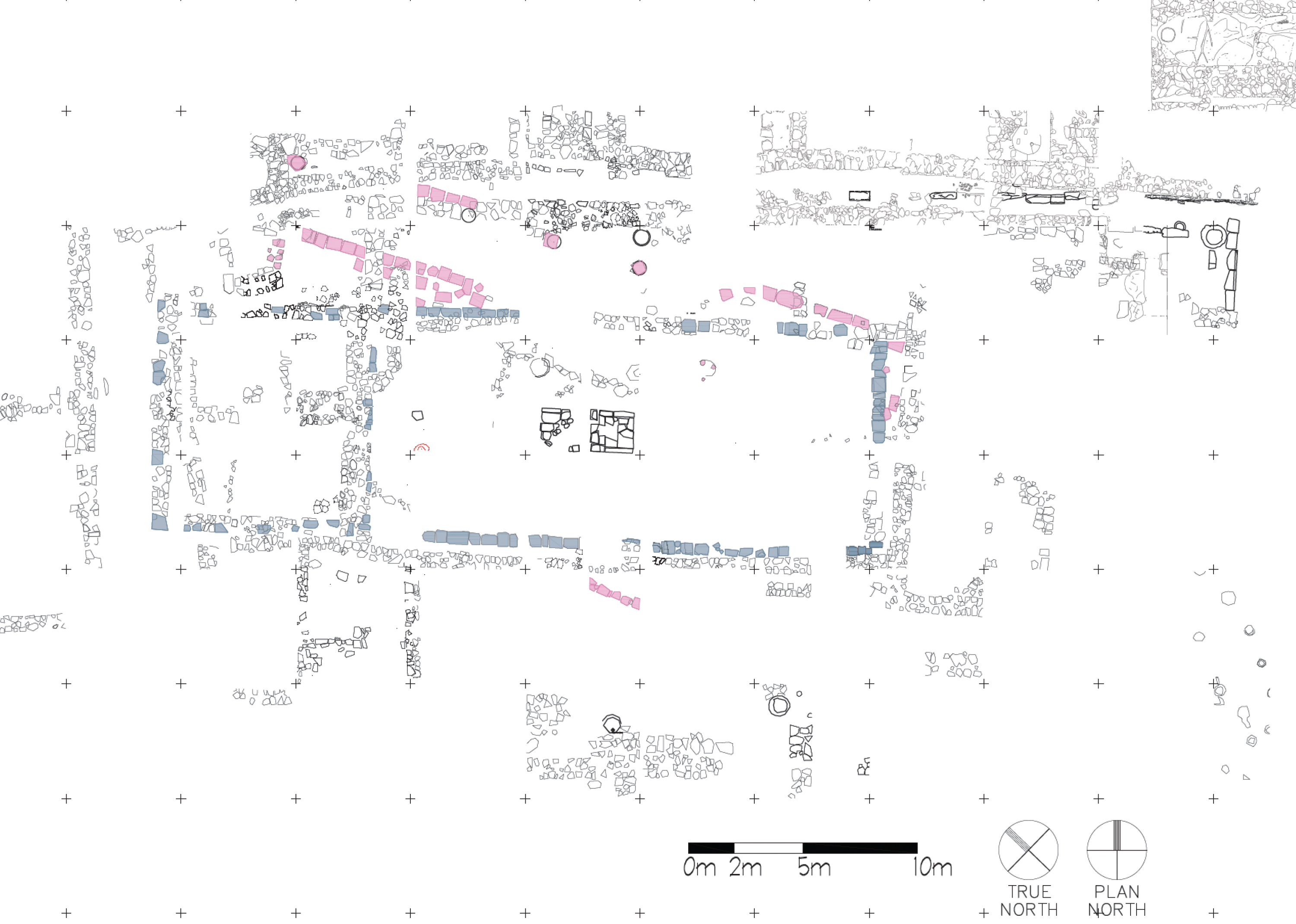 Fig. 3 State Plan of Phase 2 structure (blue). (Drawing by J. Galloway; courtesy MVAP).